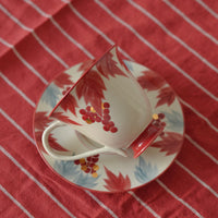 SiShuang Red Grape Coffee Cup w Saucer Set