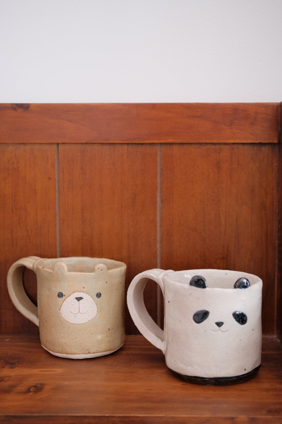 Seto Ware Handmade Clay Mug - Panda & Bear