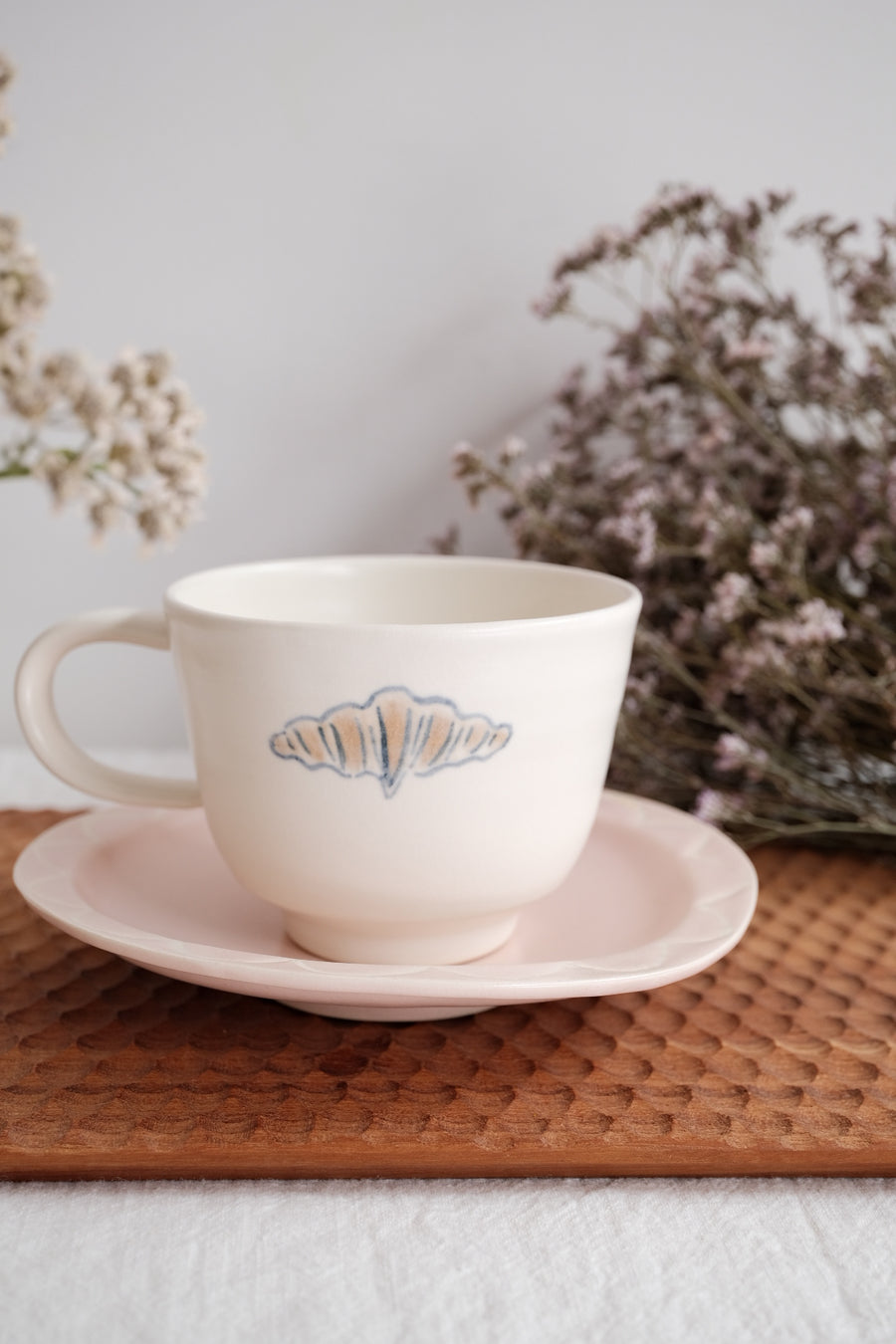 Katsura Saeka Coffee Mug and Saucer - Croissant KA31