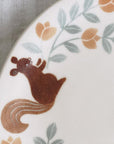 Buncho Pottery 7寸/Plate of squirrels and tulips