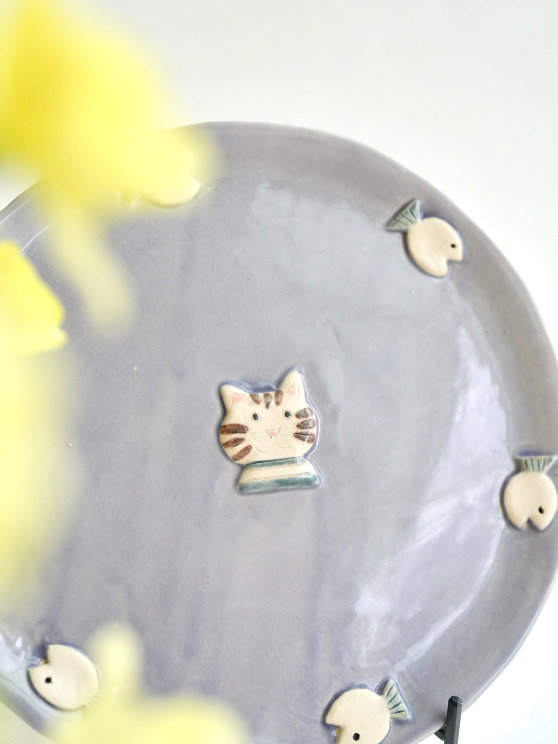 Fumiko Kondo 近藤布美子 - Purple Cat Plate FK13