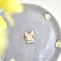 Fumiko Kondo 近藤布美子 - Purple Cat Plate FK13