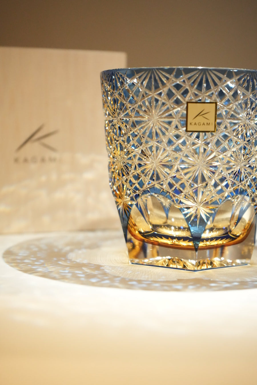 Kagami Crystal - Whisky Glass, Edo Kiriko Kasaneirome "Ogiku (chrysanthemum in abundance)" by Junichi Nabetani