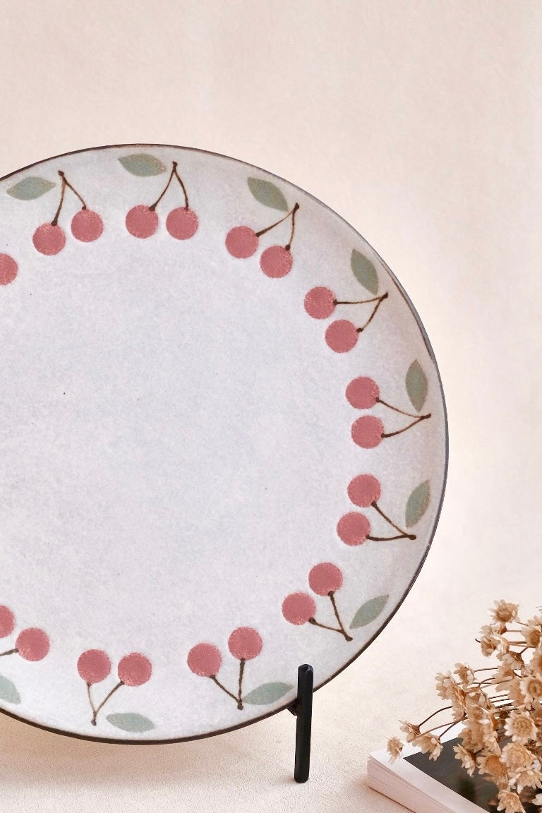 Kei Mitsumochi ミツ持啓 Large Plate - Red Cherry KM14