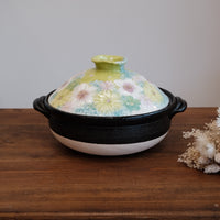 Setoware Flower Donabe Claypot - Green