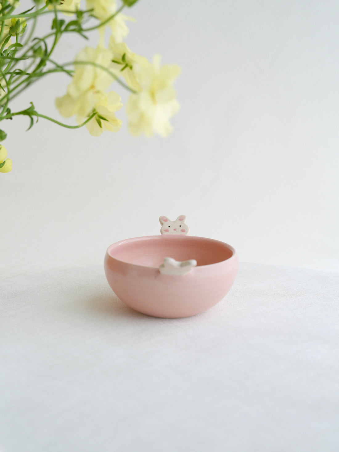 Fumiko Kondo 近藤布美子 - Pink Rabbit Bowl with Handle FK29