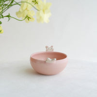Fumiko Kondo 近藤布美子 - Pink Rabbit Bowl with Handle FK29