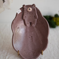 Tsubouchi Mayumi 坪内真弓 Bear Shaped Oval Mini Plate MT05 - Brown Bear