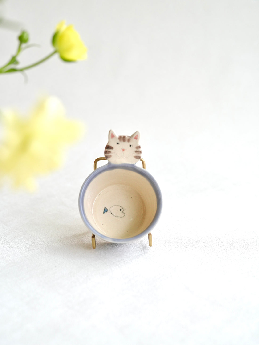 Fumiko Kondo 近藤布美子 - Purple Cat Dipping Dish with Handle FK09