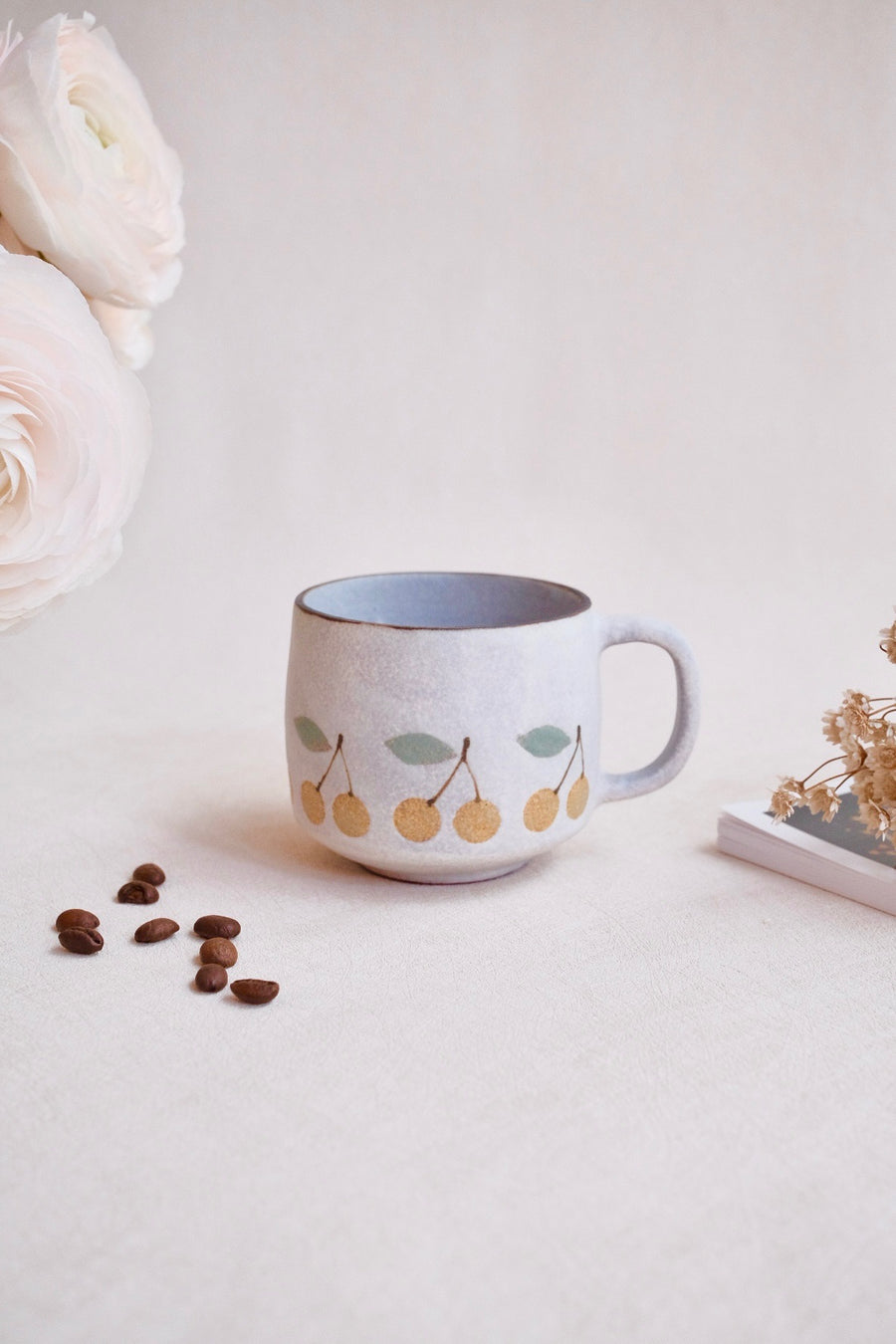 Kei Mitsumochi ミツ持啓 Cherry Mug with Saucer - Yellow  KM12