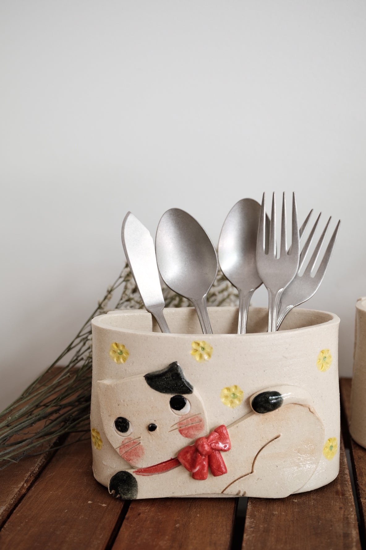 Craftman House Handmade Ceramic Cat Incense Holder