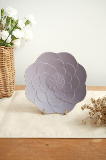 Mashiko Pottery Yoshizawa Purple Flower Plate