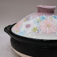 Setoware Flower Donabe Claypot - Size 8