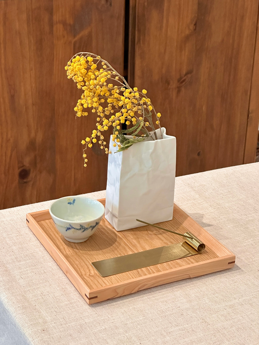 Non-Slip Surface Natural Wood Serving Tray