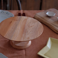 Natural Wood Pedestal Plate Cake Stand