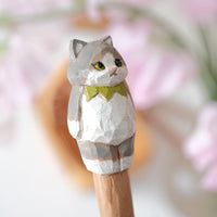 Ayataro Large Fork - Grey White Cat - aya14