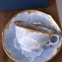 Arita Ware Peony Coffee Tea Cup with Saucer - Gift Set