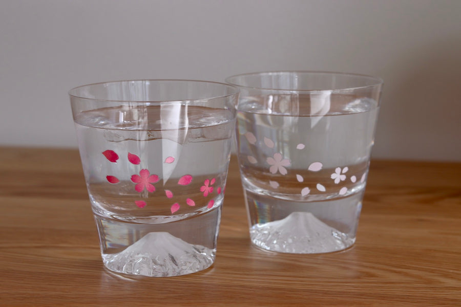 Edo Glass Mt. Fuji Sakura Glass Cup Coloring Changing Cups