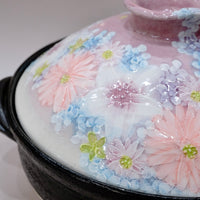 Setoware Flower Donabe Claypot - Size 8