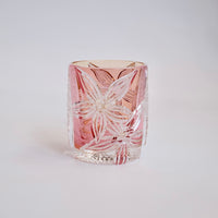 Edo Kiriko Whisky Glass Rock Glass "Flower" Yellow/Red by Junichi Nabetani, Master of traditional crafts