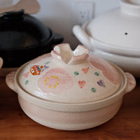 Banko ware Pink Floral Pattern Donabe Clay Pot