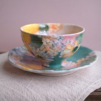 Seto Ware Flower Coffee Cup With Saucer