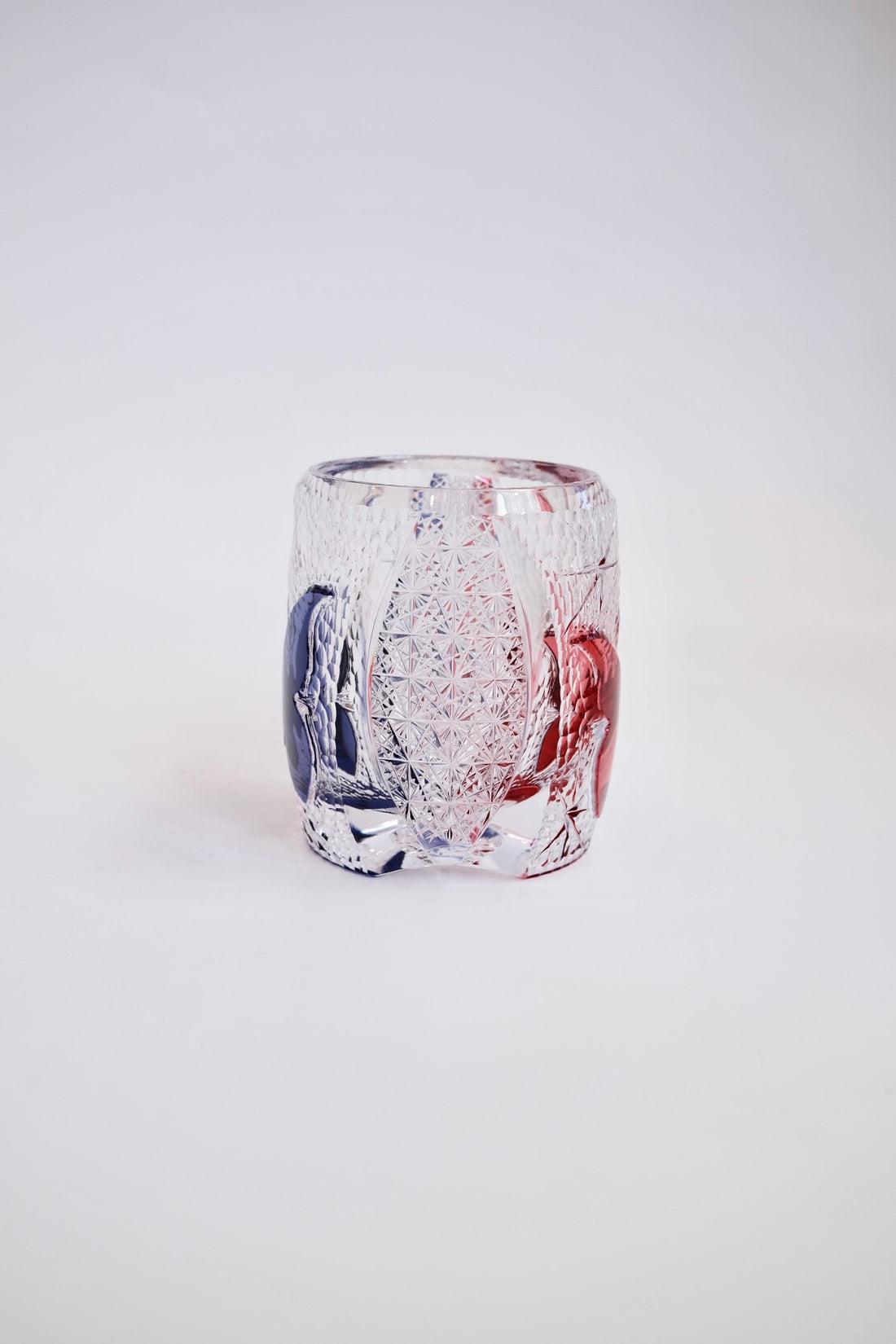 Edo Kiriko Whisky Glass Rock Glass "Butterfly" Purple/Red by Junichi Nabetani, Master of traditional crafts