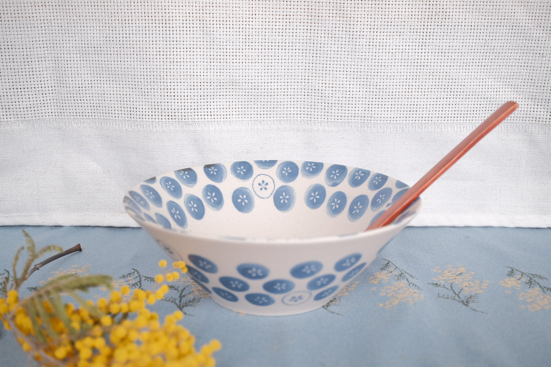 Minoware Ramen Bowl Flowers & Peanuts