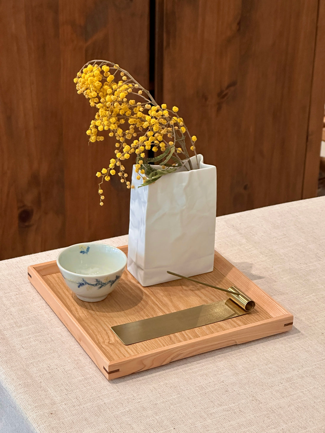 Non-Slip Surface Natural Wood Serving Tray