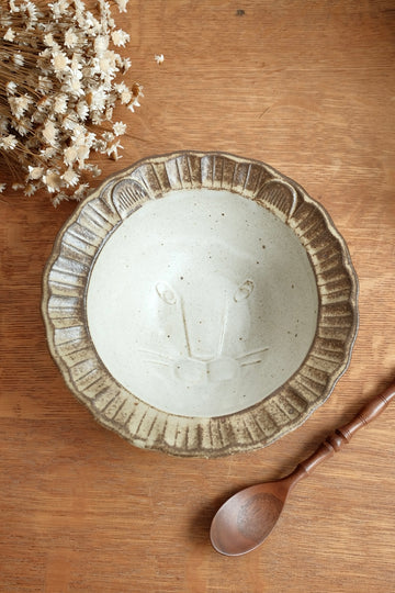 Mashiko Pottery Yoshizawa Lion Bowl