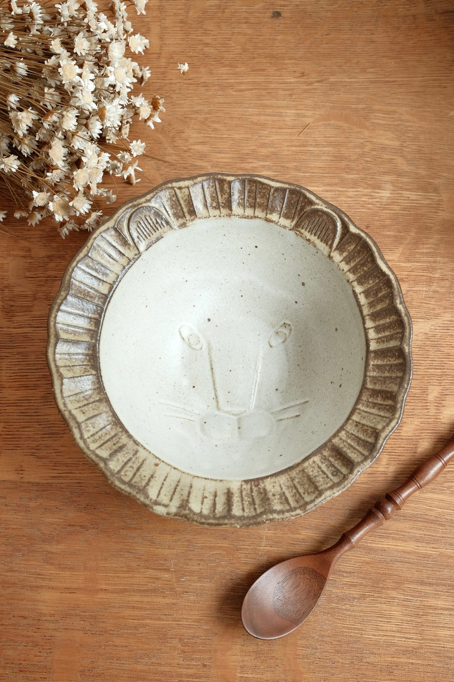 Mashiko Pottery Yoshizawa Lion Bowl