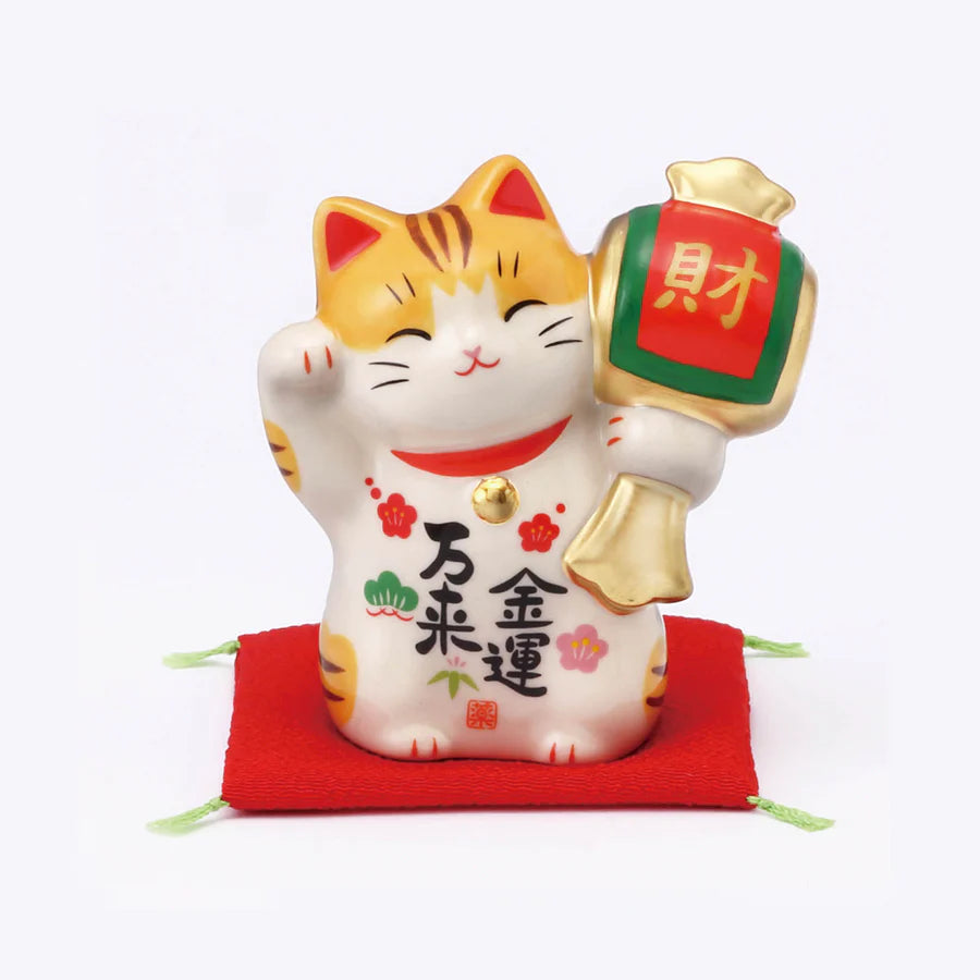 薬師窯 Maneki Neko Lucky Cat Ornament - Fortune Mallet