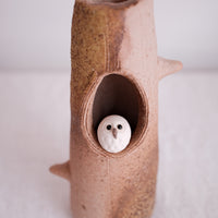 Shigaraki Ware Miniature Owl Vase