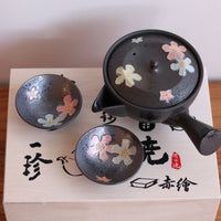 Arita Porcelain Flower Luster Teapot + 2 Teacups Set