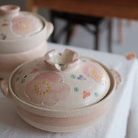 Banko ware Pink Floral Pattern Donabe Clay Pot