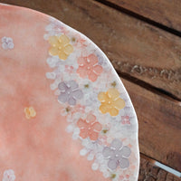 Koubou "Kazahana" Seto Ware Hand-Painted Red Flower Pasta Plate