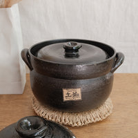 Donabe Banko Ware Double Lids Black Clay Pot 2.2L