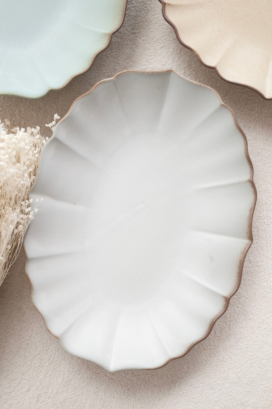 Mino Ware Lotus Oval Plate