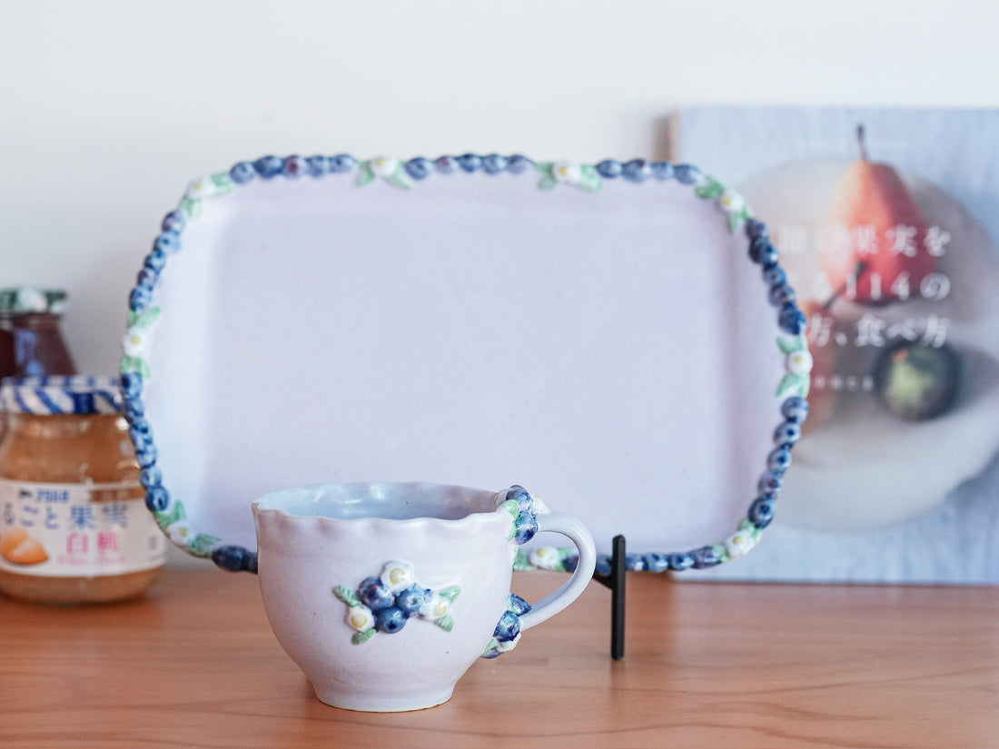 Aiko Miura 三浦愛子 Blue Berry Mug with Rectangle Plate - Purple AM08