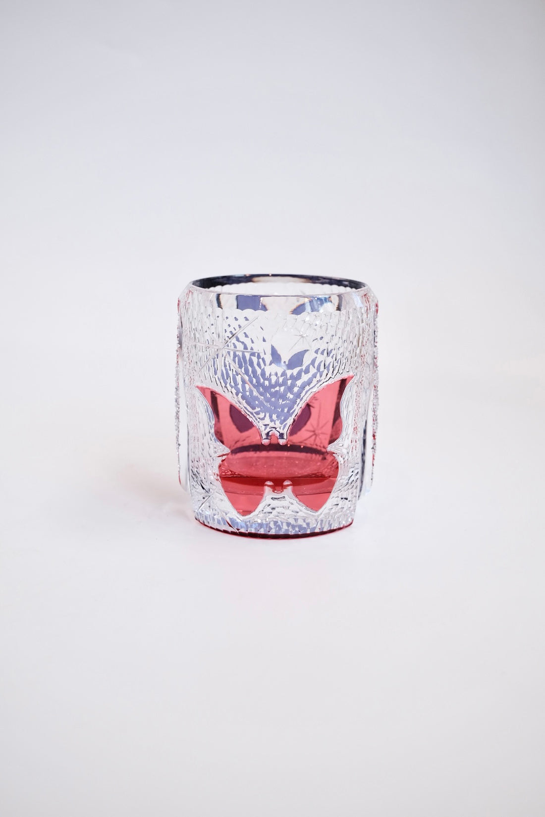 Edo Kiriko Whisky Glass Rock Glass "Butterfly" Purple/Red by Junichi Nabetani, Master of traditional crafts