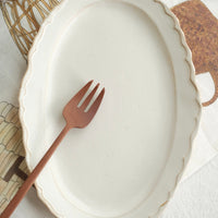 Mashiko Pottery Minimalist lace-edged plate