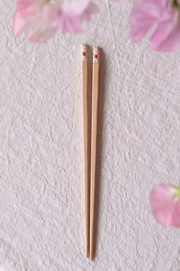 Ayataro Chopsticks - White Rabbit with Heart- aya05