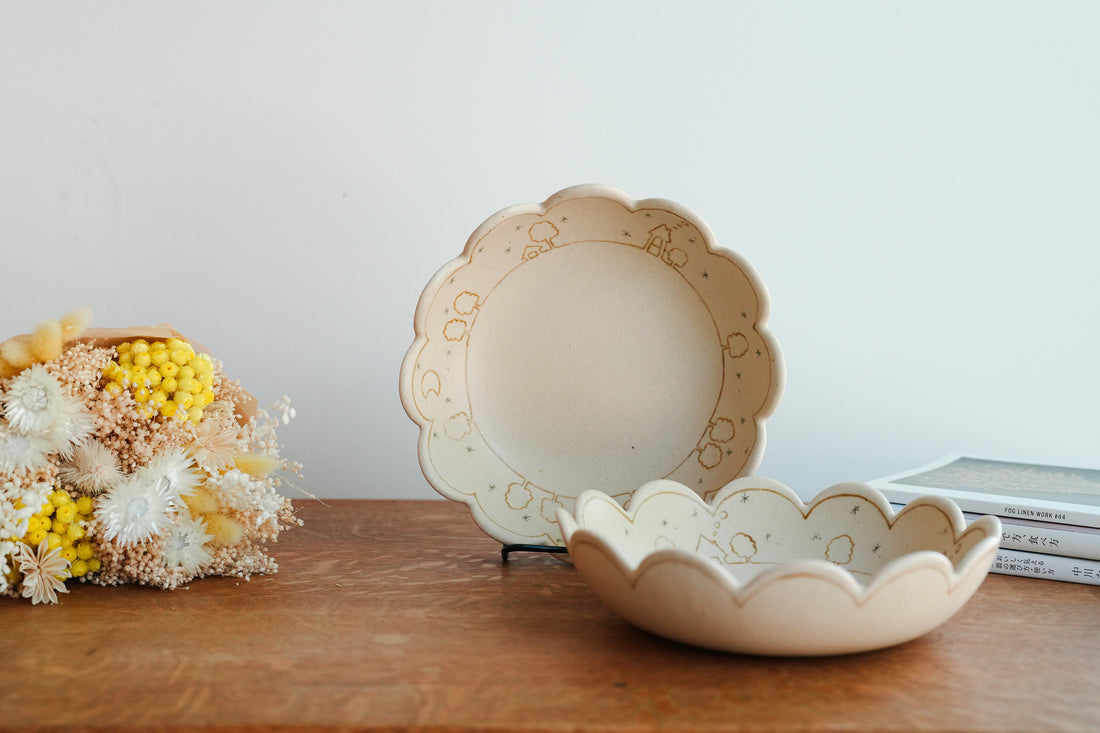 Chiho Yoshida 穗屋工房 Flower Edge Deep Plate - CY30