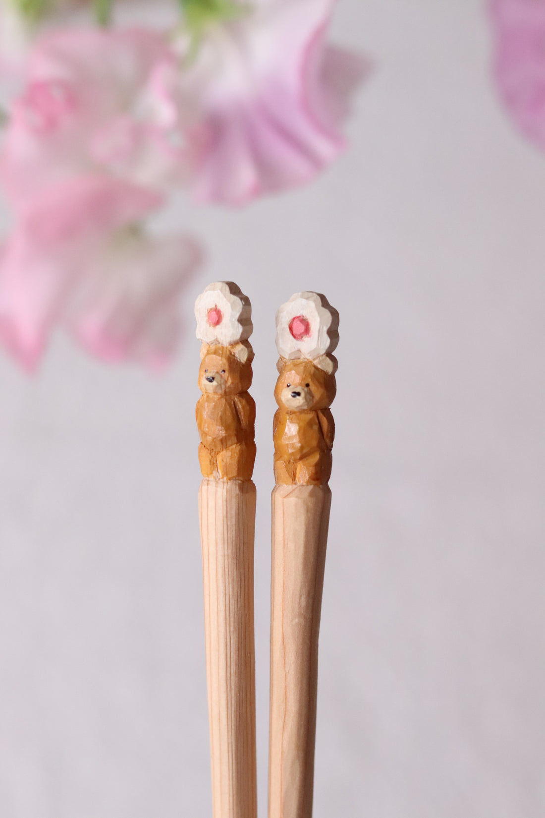 Ayataro Chopsticks - Bear with White Flower - aya05