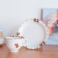 Aiko Miura 三浦愛子 Strawberry Mug with Saucer - White AM14