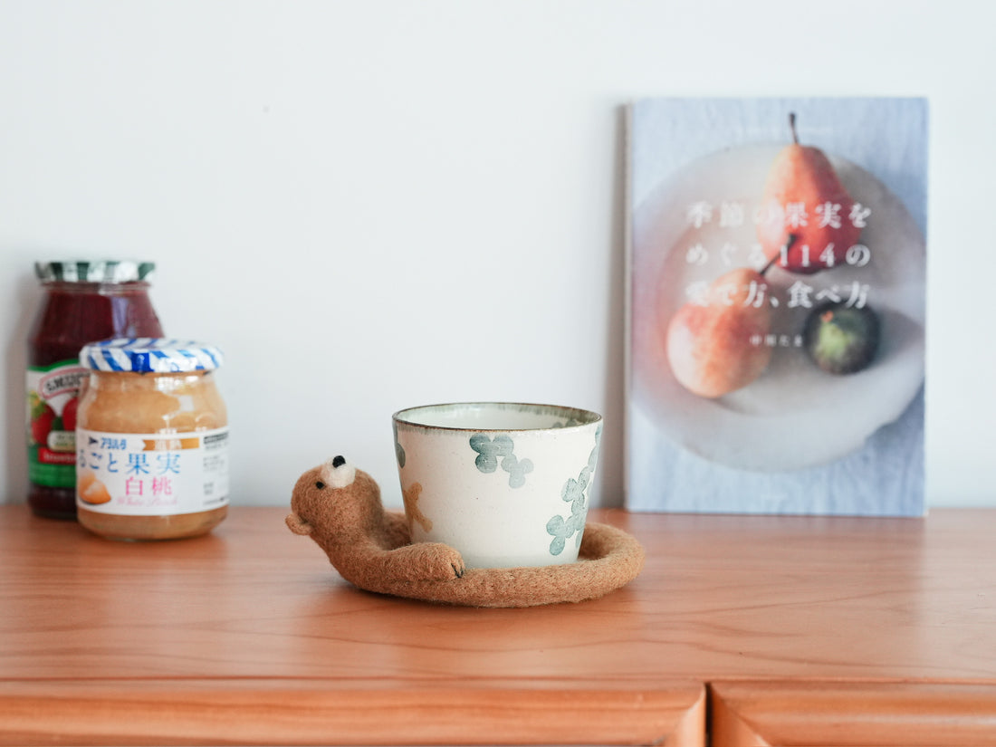 Aya and Yoshiko Wool Felt Animal Coaster - Brown Bear YS03