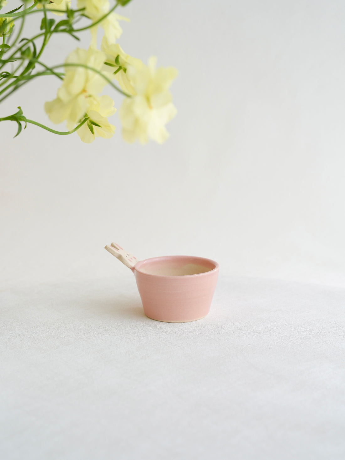 Fumiko Kondo 近藤布美子 - Pink Rabbit Dipping Dish with Handle FK27