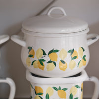 Plune Enamel Two-Handed Pot - Lemon