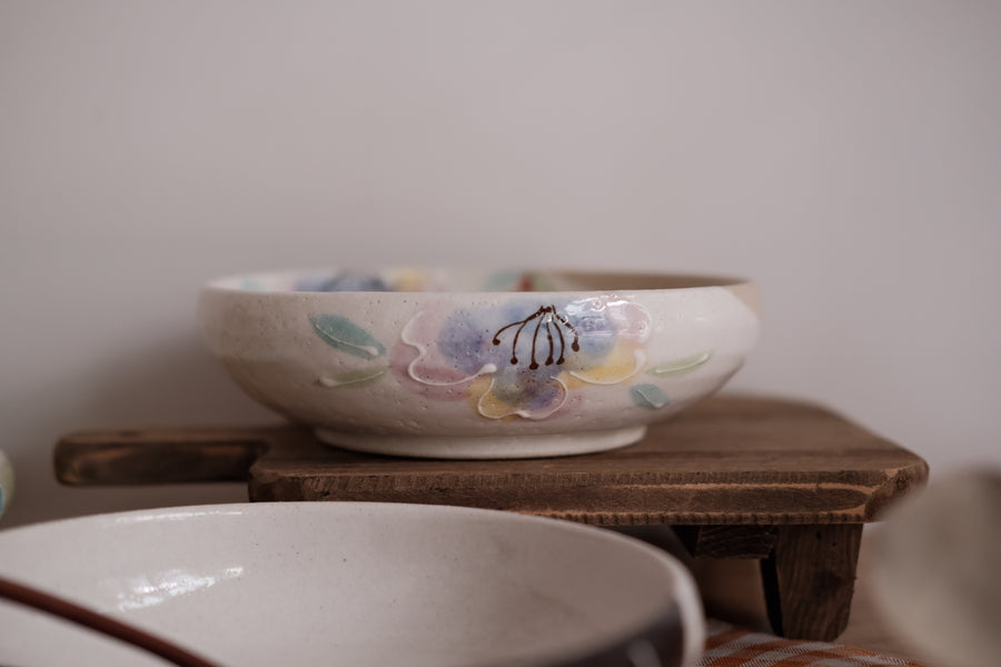 Seto-Yaki Hand-Painted Round Deep Bowl Dinner Plate