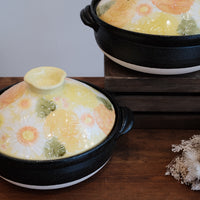 Setoware Flower Donabe Claypot - Yellow